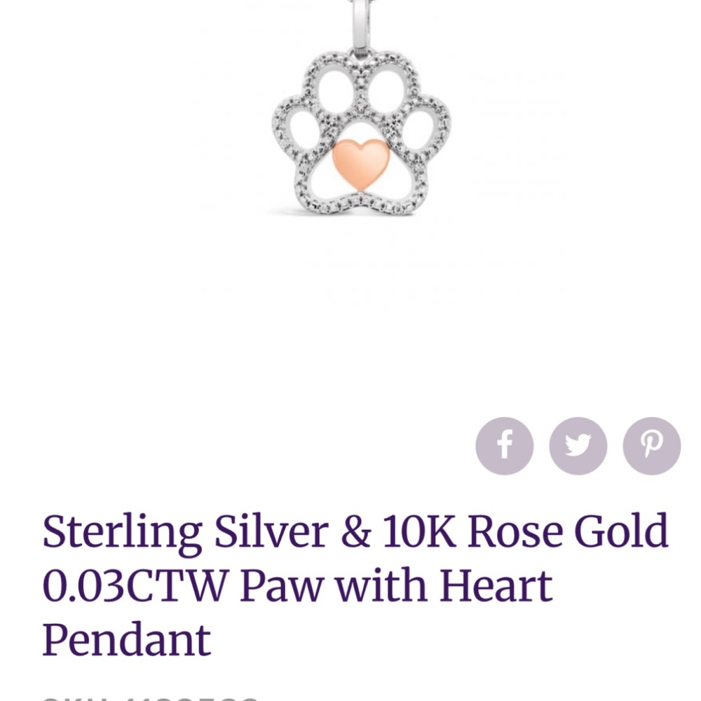 Paw Pendant in Sterling Silver and Rose Gold